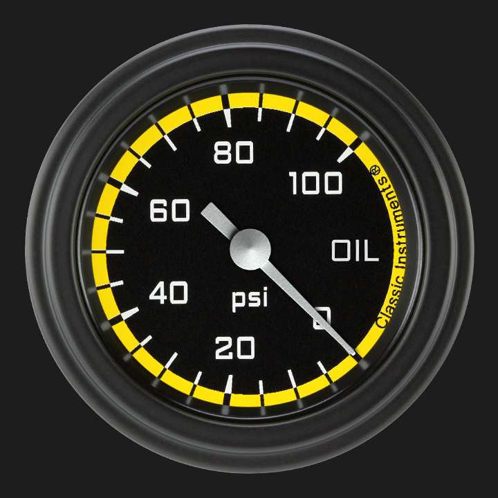 Picture of Autocross Yellow 2 1/8" Oil Pressure Gauge