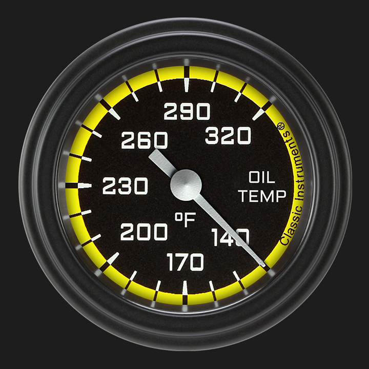 Picture of Autocross Yellow 2 1/8" Oil Temperature Gauge