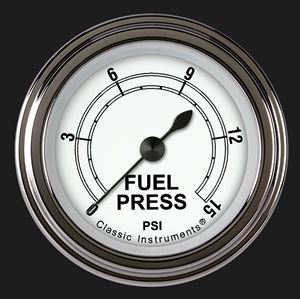 Picture of Classic White 2 1/8" Fuel Pressure Gauge, 15 psi