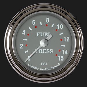 Picture of Silver Gray 2 1/8" Fuel Pressure Gauge, 15 psi