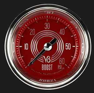 Picture of V8 Red Steelie 2 1/8" Boost Gauge, 60 psi
