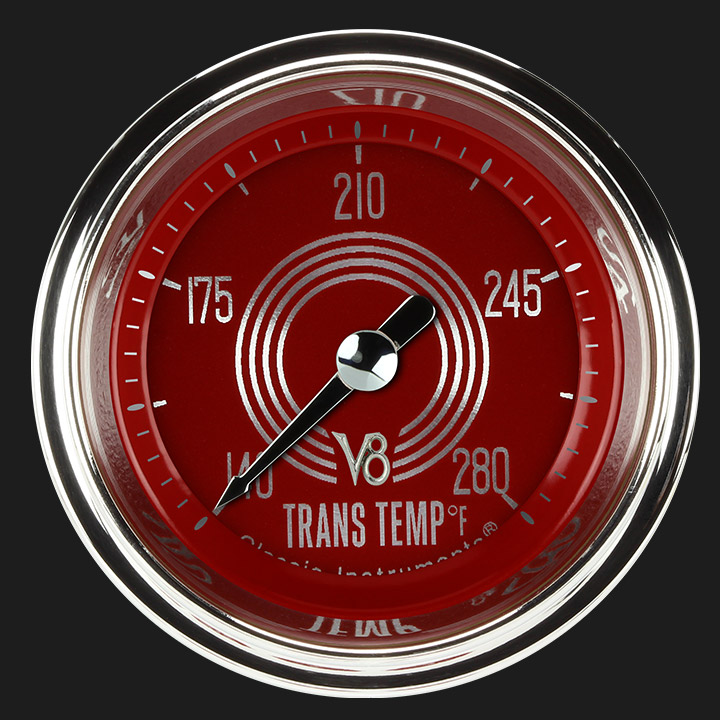 Picture of V8 Red Steelie 2 1/8" Transmission Temperature Gauge