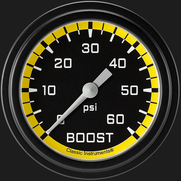 Picture of Autocross Yellow 2 5/8" Boost Gauge, 60 psi