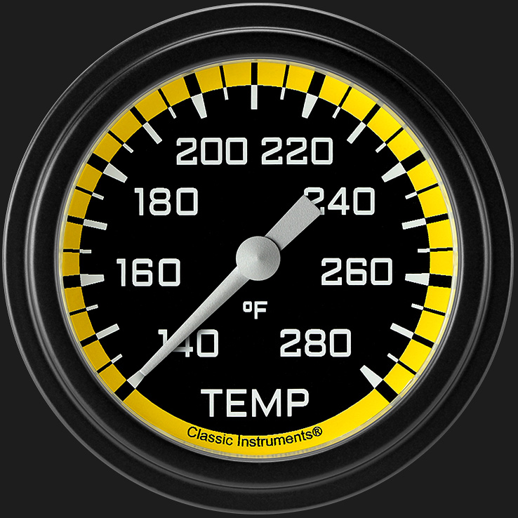 Picture of Autocross Yellow 2 5/8" Water Temperature Gauge