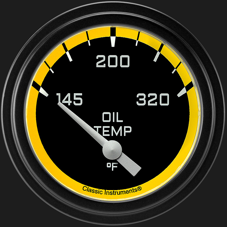 Picture of Autocross Yellow 2 5/8" Oil Temperature Gauge