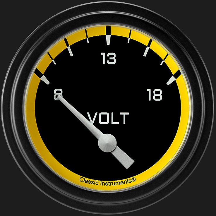 Picture of Autocross Yellow 2 5/8" Volt Gauge