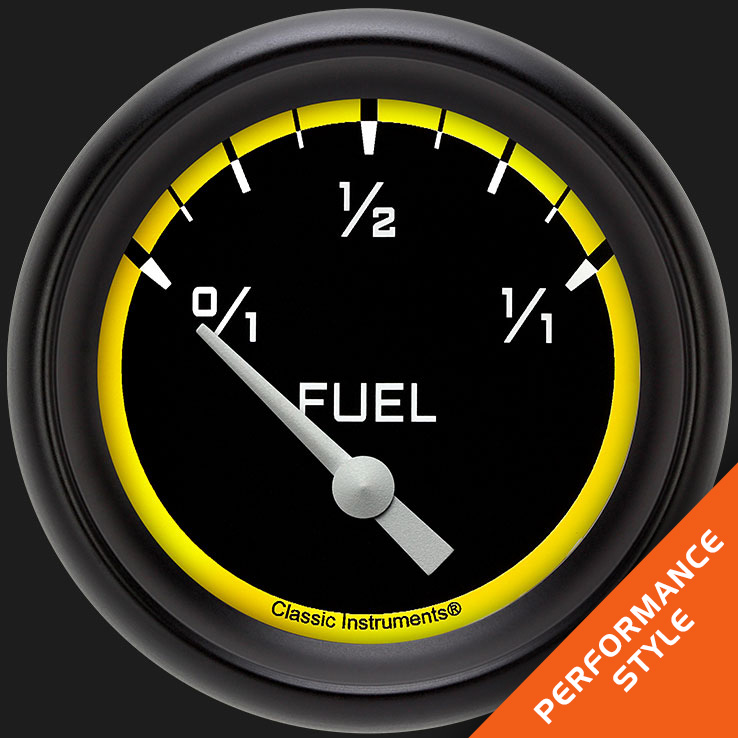 Picture of Autocross Yellow 2 5/8" Fuel Gauge, 75-10 ohm