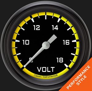 Picture of Autocross Yellow 2 5/8" Voltage Gauge