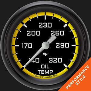 Picture of Autocross Yellow 2 5/8" Oil Temperature Gauge