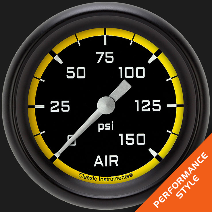 Picture of Autocross Yellow 2 5/8" Air Pressure Gauge