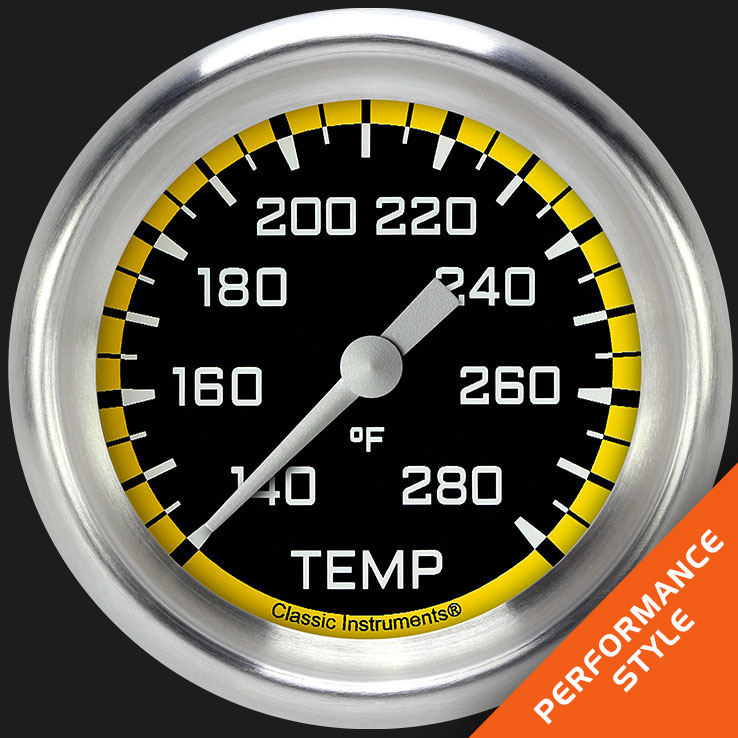 Picture of Autocross Yellow 2 5/8" Water Temperature Gauge