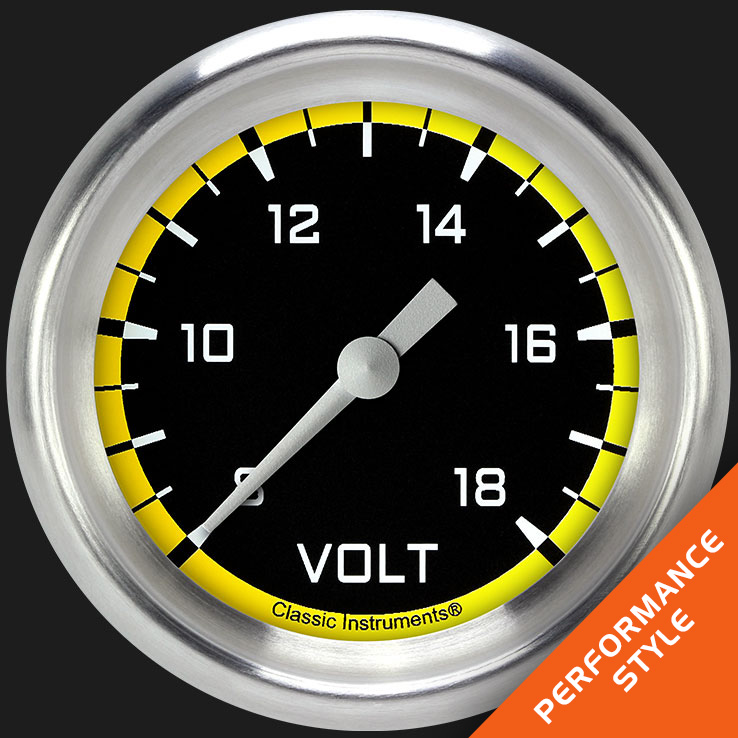 Picture of Autocross Yellow 2 5/8" Voltage Gauge