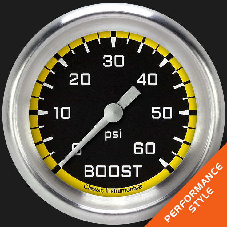 Picture of Autocross Yellow 2 5/8" Boost Gauge, 60 psi