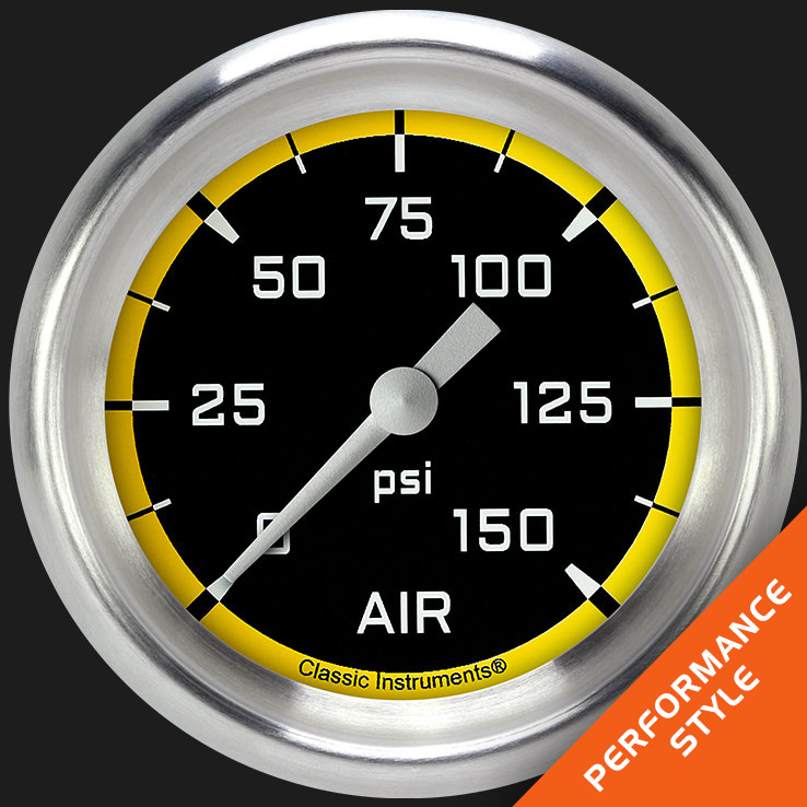 Picture of Autocross Yellow 2 5/8" Air Pressure Gauge
