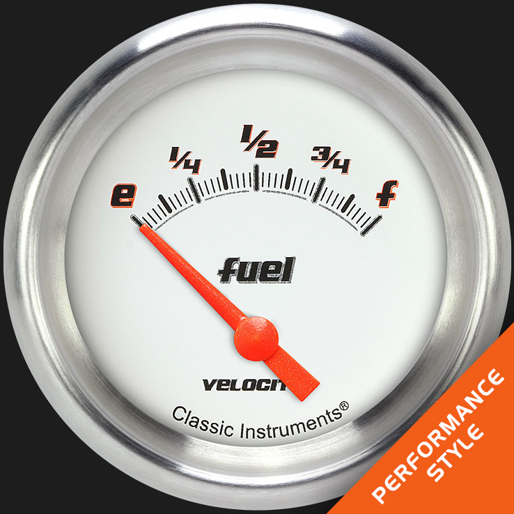 Picture of Velocity White 2 5/8" Fuel Gauge, 0-90 ohm