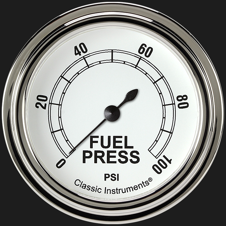 Picture of Classic White 2 5/8" Fuel Pressure Gauge, 100 psi