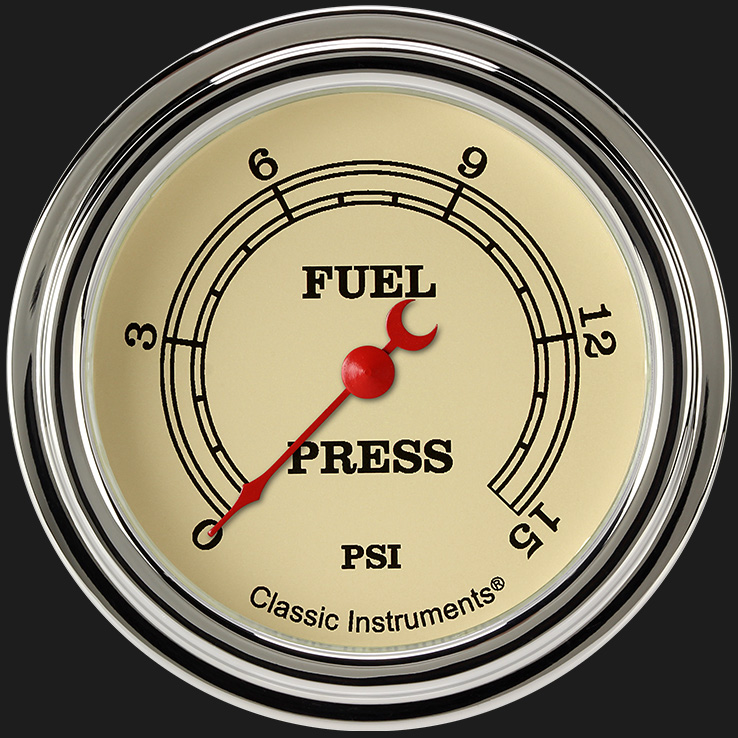 Picture of Vintage 2 5/8" Fuel Pressure Gauge, 15 psi