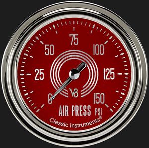 Picture of V8 Red Steelie 2 5/8" Air Pressure Gauge