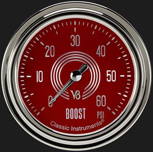 Picture of V8 Red Steelie 2 5/8" Boost Gauge, 60 psi
