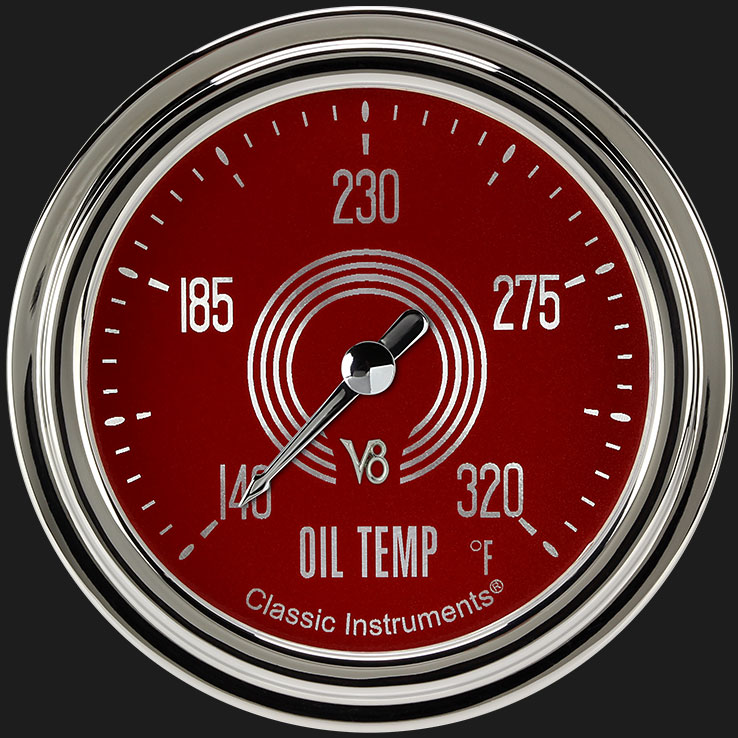 Picture of V8 Red Steelie 2 5/8" Oil Temperature Gauge