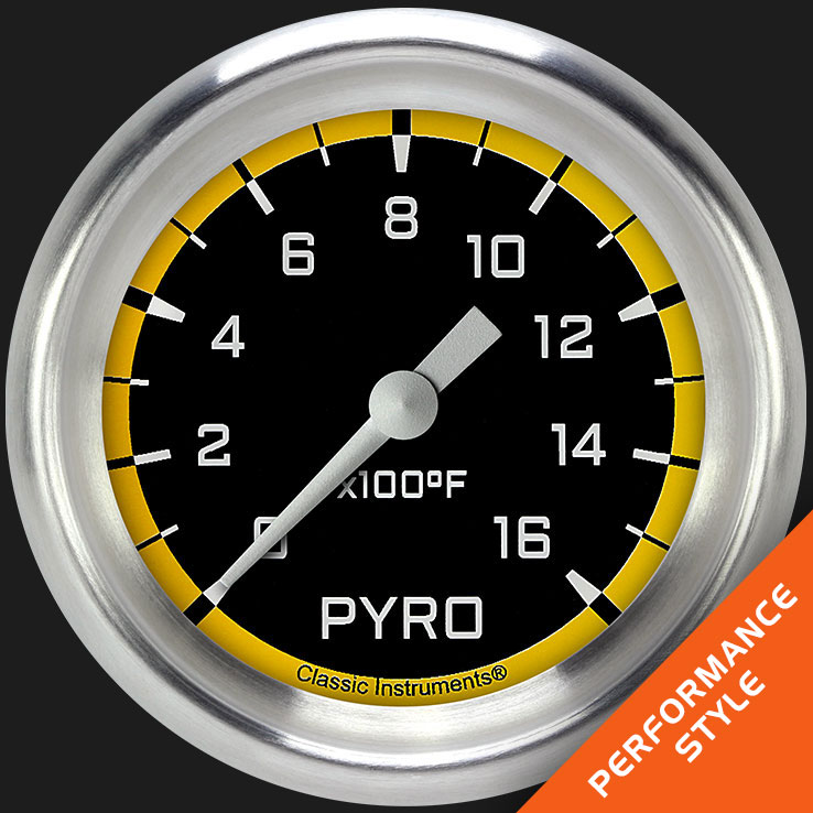 Picture of Autocross Yellow 2 5/8" Exhaust Gas Temp. Gauge