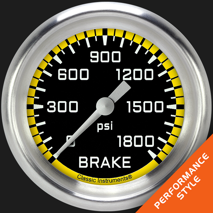 Picture of Autocross Yellow 2 5/8" Brake Pressure Gauge