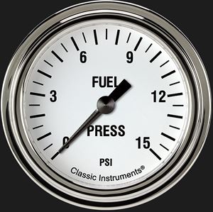 Picture of White Hot 2 5/8" Fuel Pressure Gauge, 15 psi