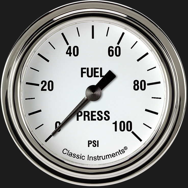 Picture of White Hot 2 5/8" Fuel Pressure Gauge, 100 psi