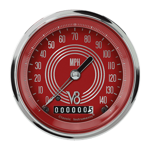 Picture of V8 Red Steelie 3 3/8" Speedometer