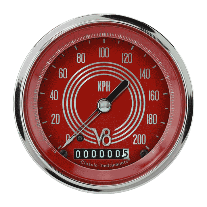 Picture of V8 Red Steelie 3 3/8" Speedometer
