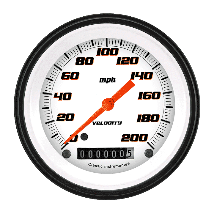 Picture of Velocity White 3 3/8" Speedometer