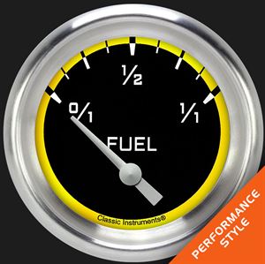 Picture of Autocross Yellow 2 5/8" Fuel Gauge, 0-30 ohm
