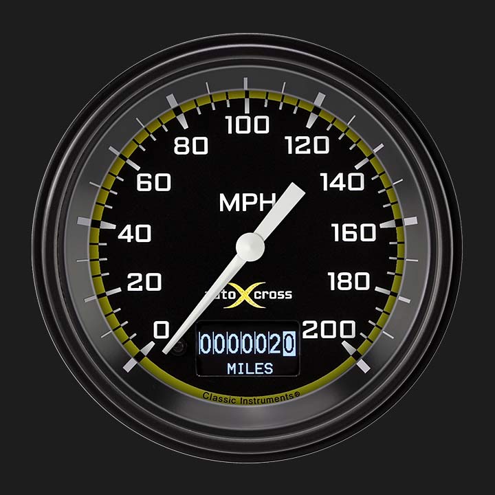 Picture of AutoCross Yellow 3 3/8" Speedometer with Information Screen