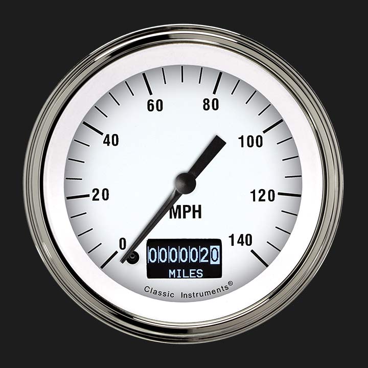 Picture of White Hot 3 3/8" Speedometer with Information Screen