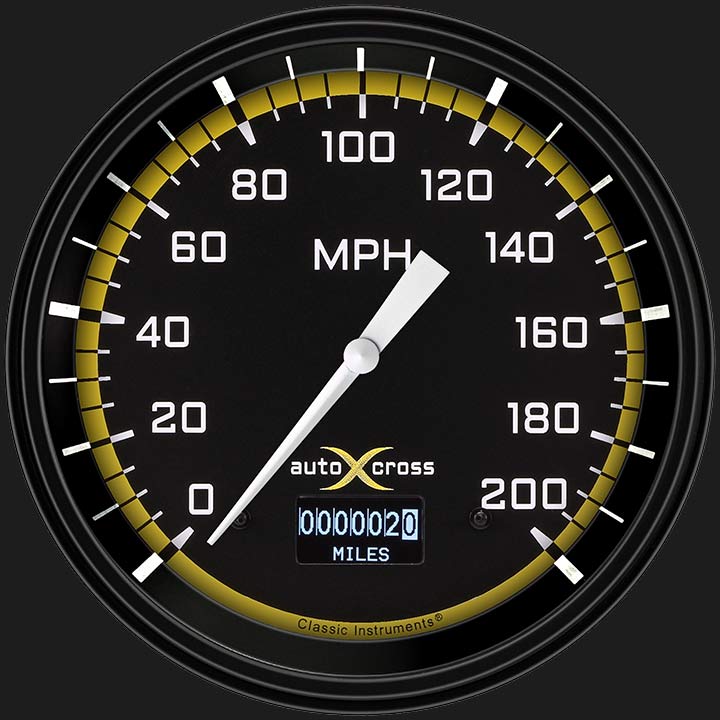 Picture of AutoCross Yellow 4 5/8" Speedometer with Information Screen