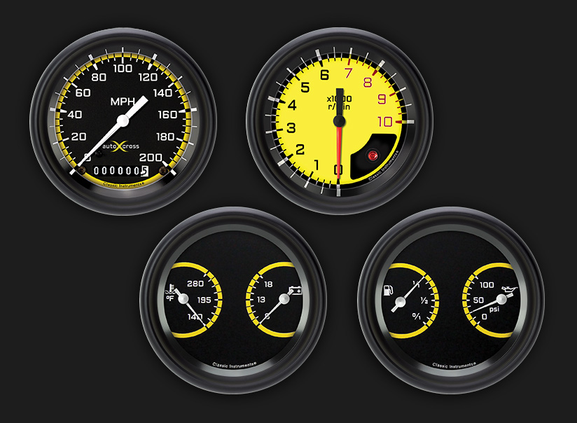 Picture of AutoCross Yellow Four Gauge Set