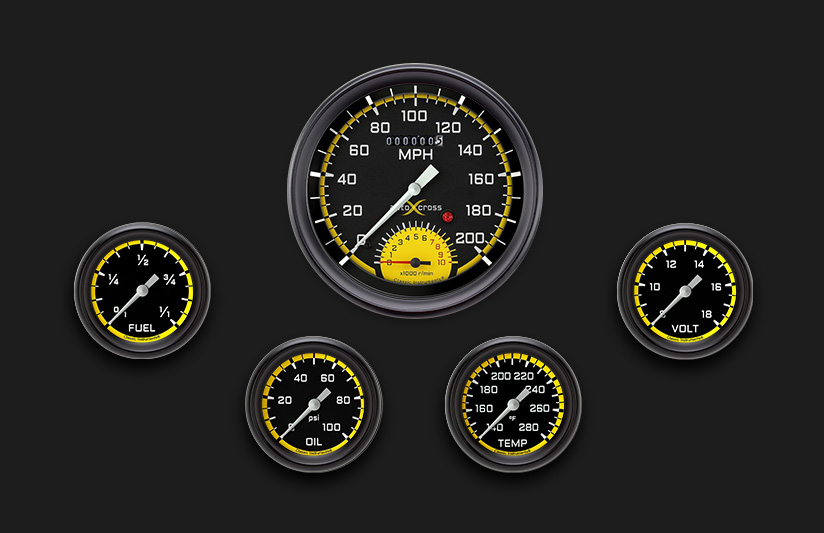 Picture of AutoCross Yellow Five Gauge Set 365