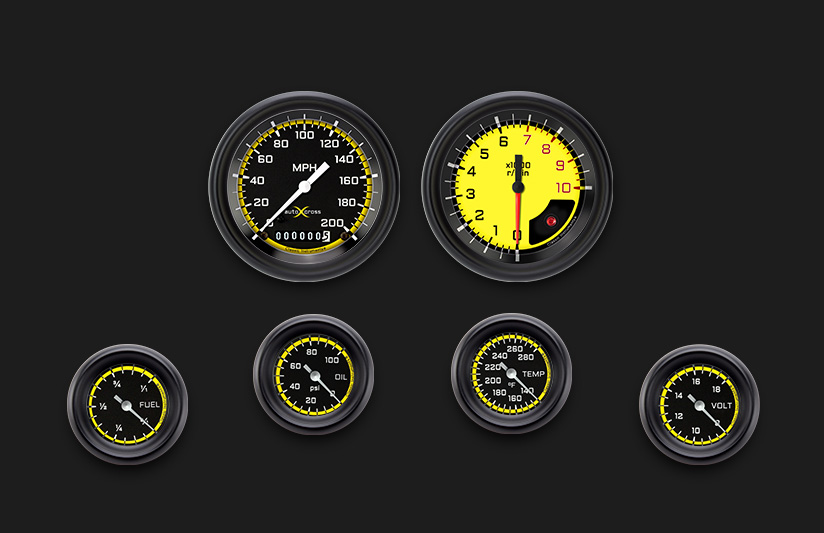 Picture of AutoCross Yellow Six Gauge Set 101