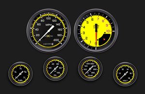 Picture of AutoCross Yellow Six Gauge Set 351